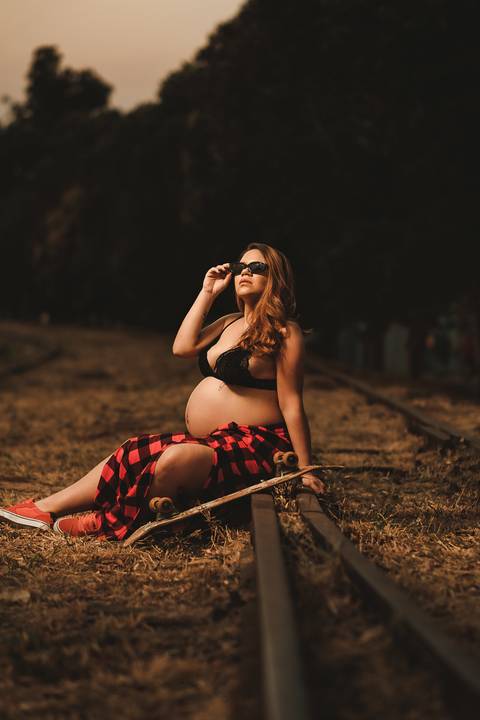 foto de gestante skatista'