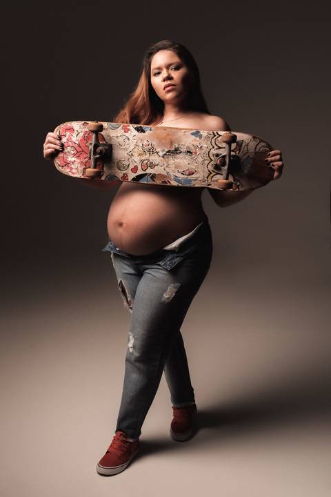 ensaio de gestante skatista'