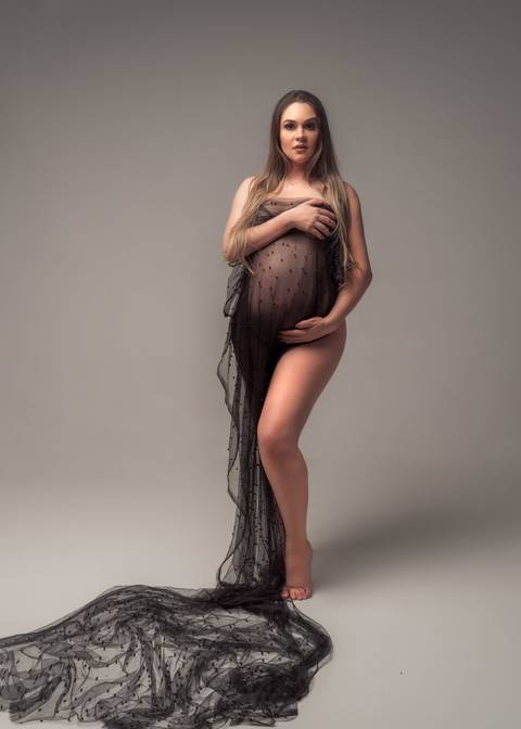 ensaio de gestante com tecido'