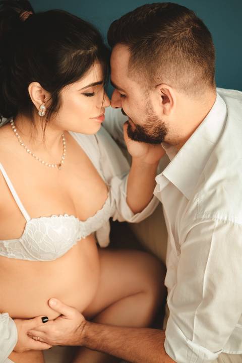 ensaio gestante caseiro'