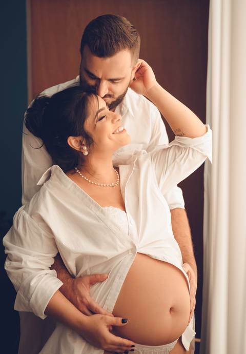 Foto de gestante em casa'