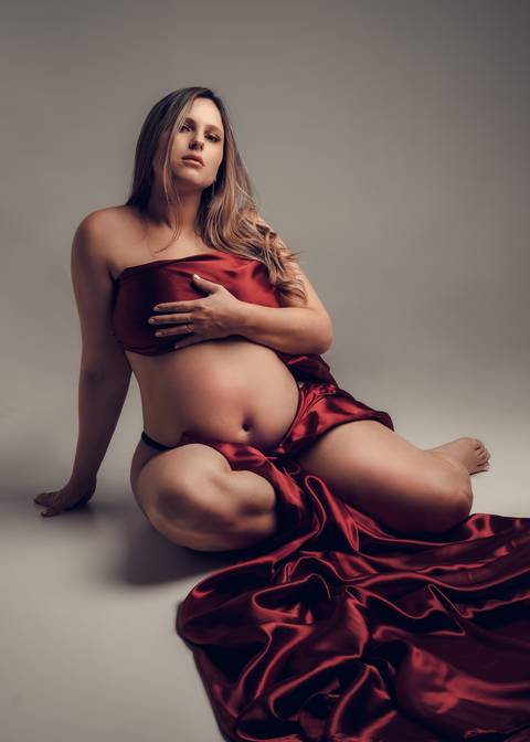 ensaio de gestante com tecido'