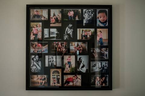 quadro de família com montagem de fotos'