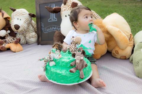 foto de bebê comendo bolo smash the cake'