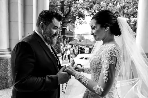 Entrada da noiva Manuela na cerimônia de casamento na paróquia Matriz Nossa Senhora de Santo André - SP, fotógrafo de casamento de Santo André, fotógrafo de casamento da paróquia Matriz Nossa Senhora de Santo André- SP'