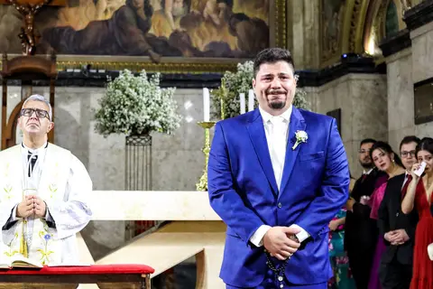 Entrada da noiva Manuela na cerimônia de casamento na paróquia Matriz Nossa Senhora de Santo André - SP, fotógrafo de casamento de Santo André, fotógrafo de casamento da paróquia Matriz Nossa Senhora de Santo André- SP'