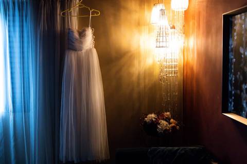 foto do vestido da noiva no Sítio São Jorge - espaço Vdara em São Bernardo do Campo - SP'