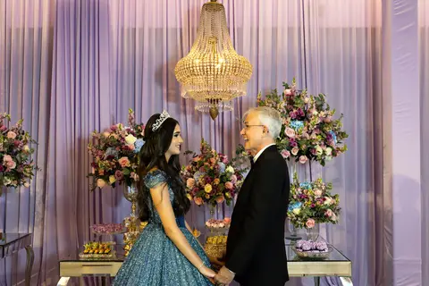 Momento único da debutante com o seu pai no Spazio Golf em São José dos Campos em SP'