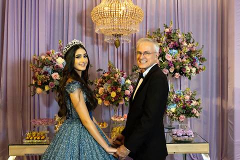 Momento único da debutante com o seu pai no Spazio Golf em São José dos Campos em SP'