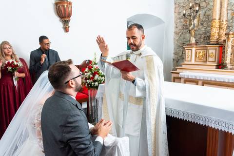 Bençãos do casal o no momento da cerimonia'