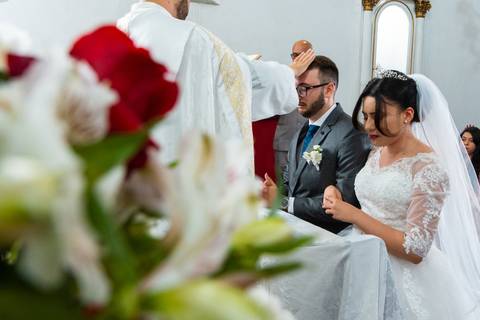 Benção do casal na cerimonia do casamento'