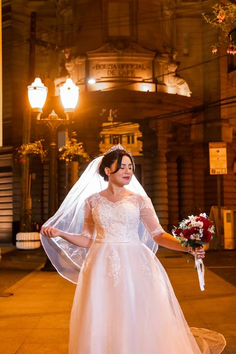 Foto da Noiva no Centro Histório de Santos '