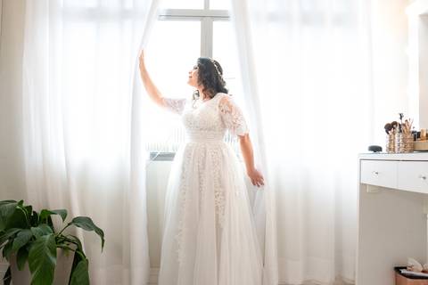 Vestido de Noiva no momento do Making Of'