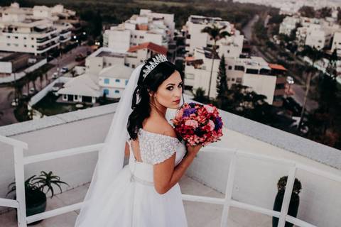 Linhas direcionadas para a noiva'