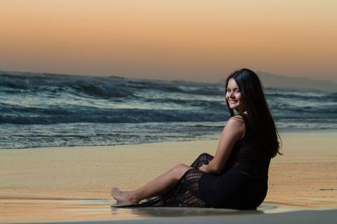 Fotos na praia em por do sol rio de janeiro sereia'