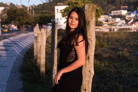 Foto ao por do sol na praia do rio de janeiro '