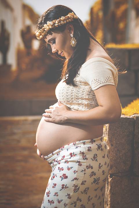 Fotografia de Gestante na Ilha do Frade,  em Vitória,  feita pelo Estúdio JAMC'