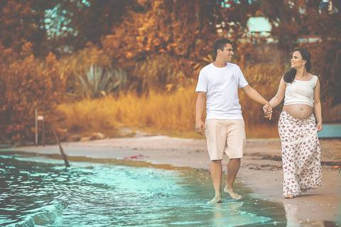 Fotografia de Gestante na Ilha do Frade,  em Vitória,  feita pelo Estúdio JAMC'