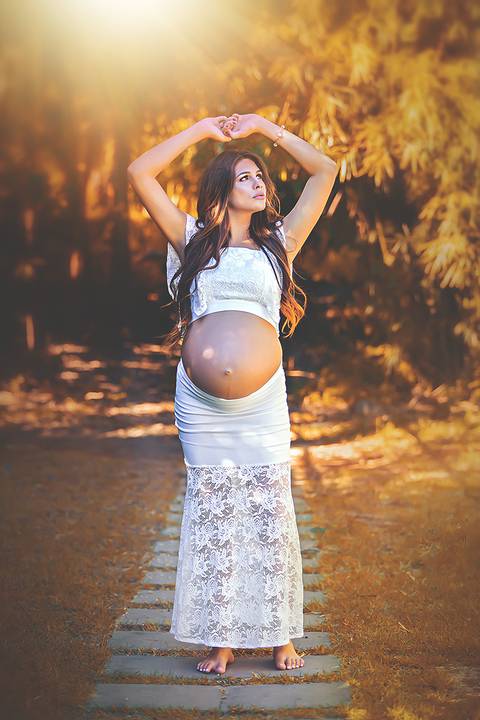 Fotografia de Gestante na Ilha do Frade,  em Vitória,  feita pelo Estúdio JAMC'
