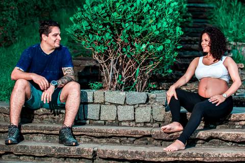 Fotografia de Gestante na Ilha do Frade,  em Vitória,  feita pelo Estúdio JAMC'