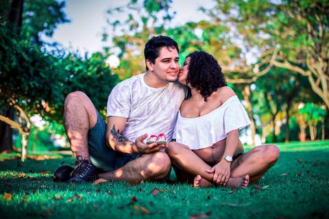 Fotografia de Gestante na Ilha do Frade,  em Vitória,  feita pelo Estúdio JAMC'