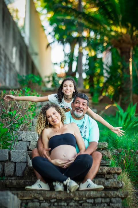 Fotografia de Gestante na Ilha do Frade,  em Vitória,  feita pelo Estúdio JAMC'