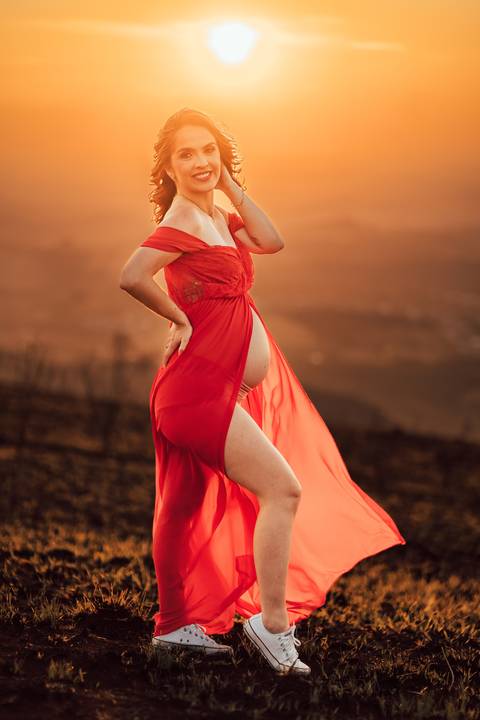 FOTOS ENSAIO GESTANTE SERRA DO ROLA MOÇA  VESTIDO VERMELHO BH'