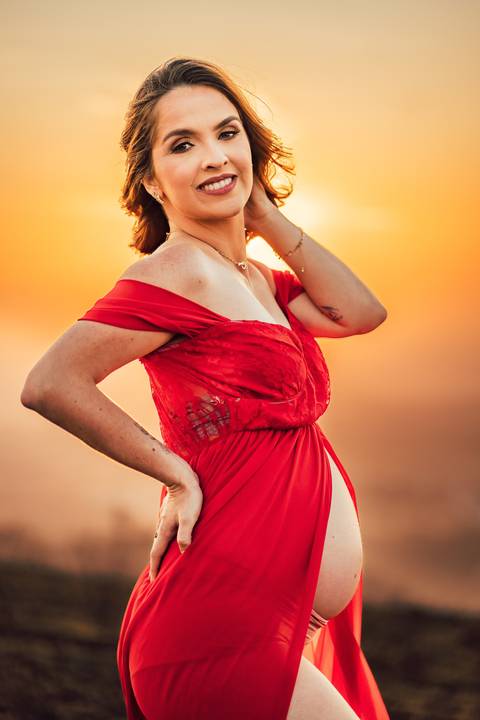 FOTOS ENSAIO GESTANTE SERRA DO ROLA MOÇA  VESTIDO VERMELHO BH'