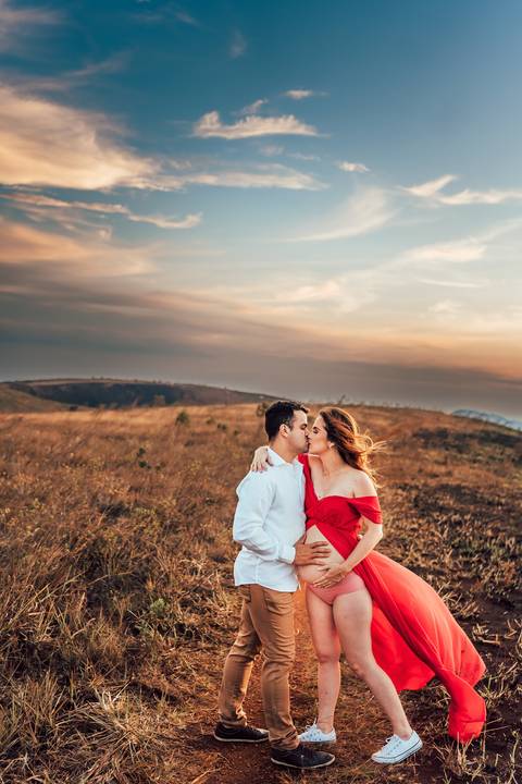 FOTOS ENSAIO GESTANTE SERRA DO ROLA MOÇA  VESTIDO VERMELHO BH'
