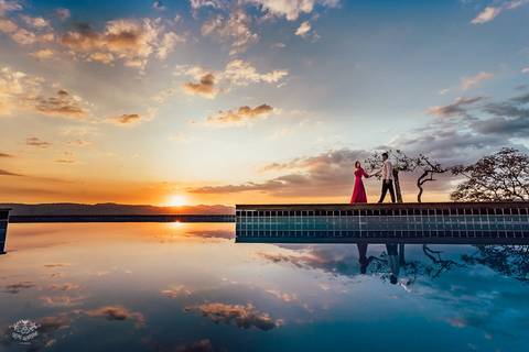 fotos ensaio pre wedding por do sol na piscina mar de morros nova lima'