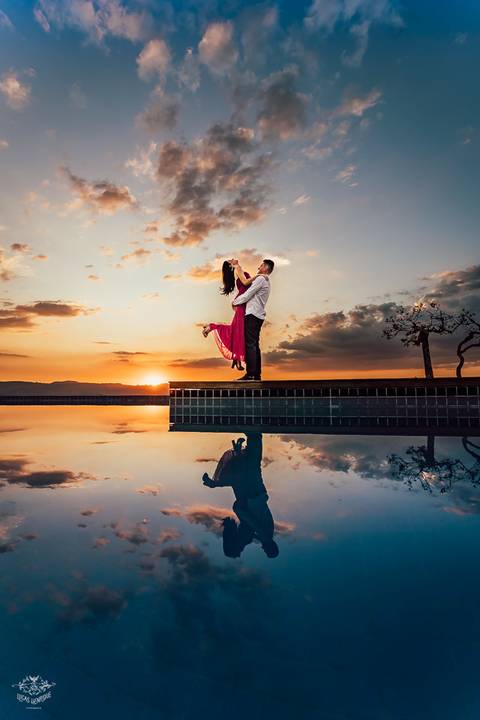 fotos ensaio pre wedding por do sol na piscina mar de morros nova lima'