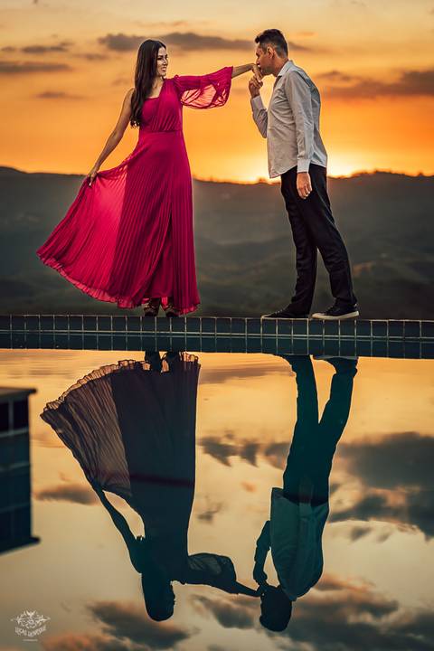 fotos ensaio pre casamento por do sol na piscina mar de morros nova lima'