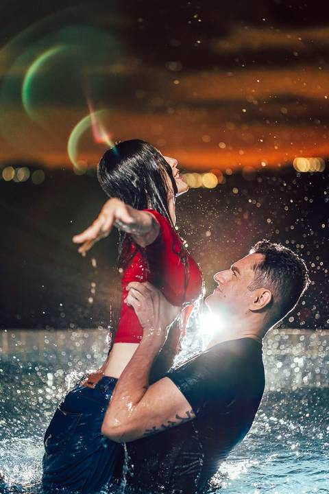 fotos ensaio pre casamento por do sol na piscina mar de morros nova lima'