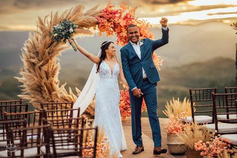 FOTOS CASAMENTO CERIMONIA POR DO SOL SERRA MAR DE MORROS NOVA LIMA'