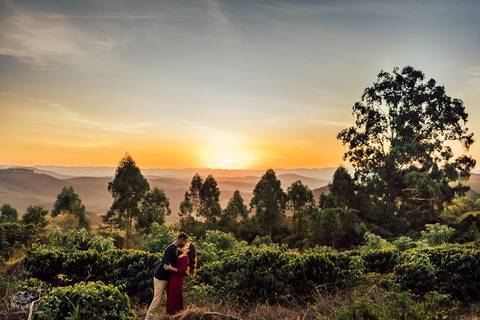 FOTOS PRE WEDDING CAMPO POR DO SOL PLANTAÇÃO  CAFE'