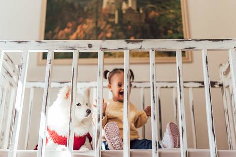 ENSAIO INFANTIL NO BERÇO COM LULU DA POMERANIA '