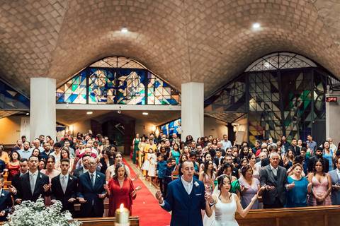 fotografia cerimonia casamento alexia e pedro paroquia nossa senhora de fatima belo horizonte '