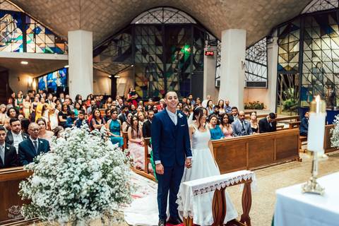 fotografia cerimonia casamento alexia e pedro paroquia nossa senhora de fatima belo horizonte '
