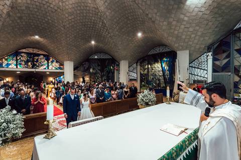 fotografia cerimonia casamento alexia e pedro paroquia nossa senhora de fatima belo horizonte '