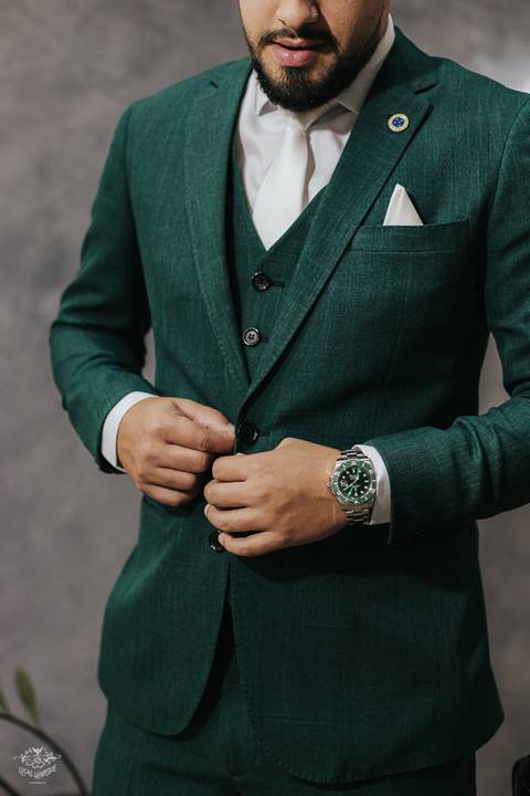 FOTOS MAKING OF NOIVO COM RELOGIO ROLEX HULK'