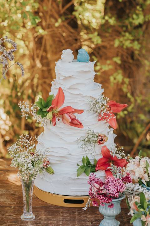 fotos decoração mesa bolo rustico'