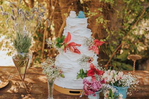 fotos decoração mesa bolo rustico'