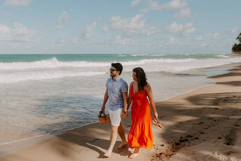 casal na praia piquenique ensaio prewedding casamento nordeste'