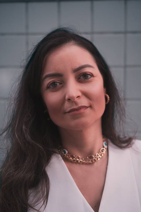 Ensaio feminino corporativo feito em Praia Grande, SP, na Baixada Santista, litoral sul de São Paulo. Fotógrafo profissional Fernando Freire, especialista em ensaio feminino sensual. Mulher em fotografia corporativa séria.'