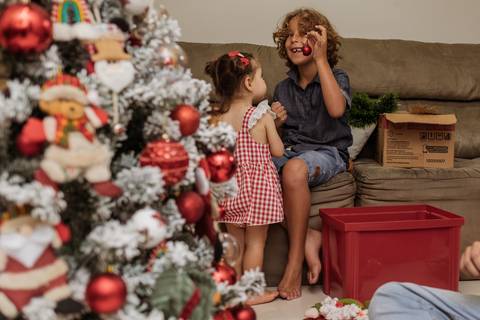 Ensaio de Natal com luz natural'