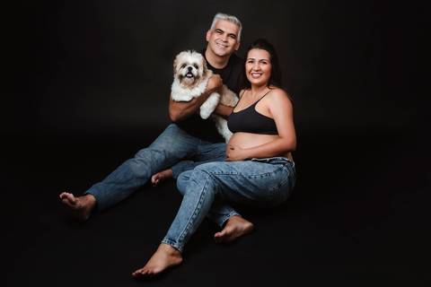 ensaio gestante com pet '