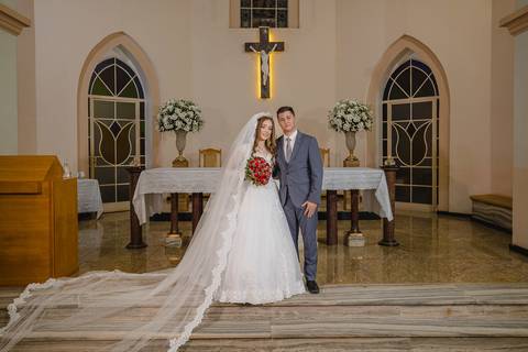 Retrato do Casal após a cerimônia religiosa na Igreja de São Gotardo.'