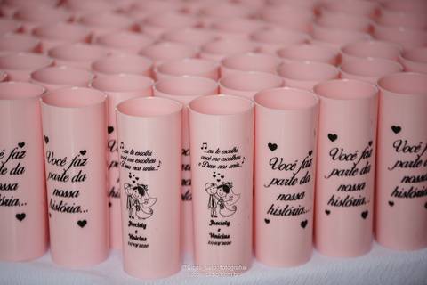 Taças personalizadas para Recepção de Casamento realizado em São Gotardo-MG.'