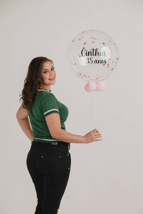 Balão personalizado para ensaio fotográfico. #35anos. Ensaio feminino.'
