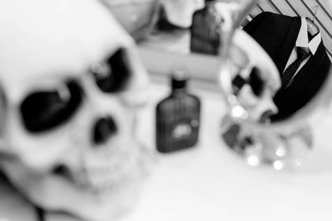 capacete de esqueleto personalizado do noivo fã de harley davidson '